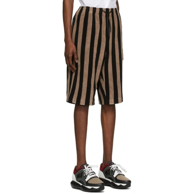 Shop Fendi Black And Brown Terry Bermuda Shorts In F1ayd Brown