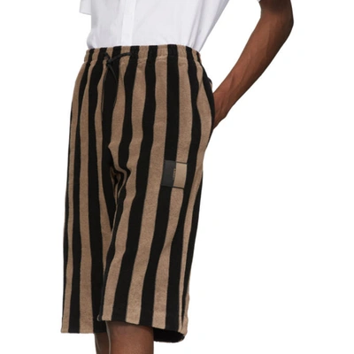 Shop Fendi Black And Brown Terry Bermuda Shorts In F1ayd Brown