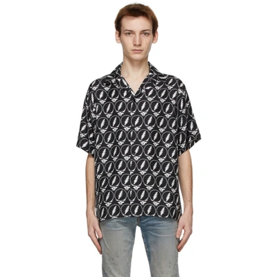 Shop Amiri Black & White Grateful Dead Short Sleeve Shirt In Black / White