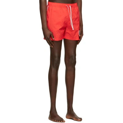 Shop Thom Browne Red Nylon Drawcord Swim Shorts In 600 Red