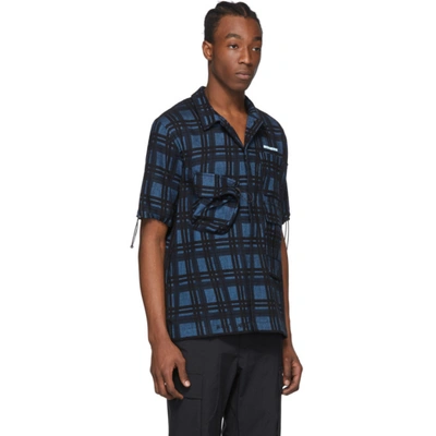 Shop Off-white Blue Check Voyager Short Sleeve Shirt In 3000 Blue