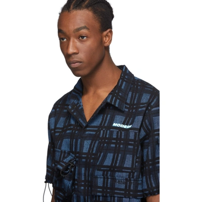 Shop Off-white Blue Check Voyager Short Sleeve Shirt In 3000 Blue