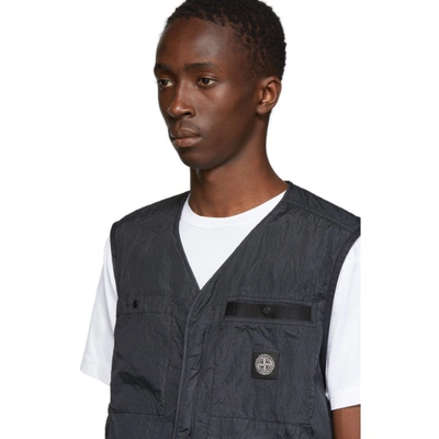 Shop Stone Island Black Seersucker Vest In V0029 Black