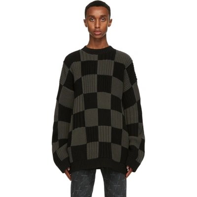 Shop Balenciaga Black & Grey Checkered Sweater In 1269 Black