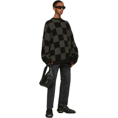 Shop Balenciaga Black & Grey Checkered Sweater In 1269 Black
