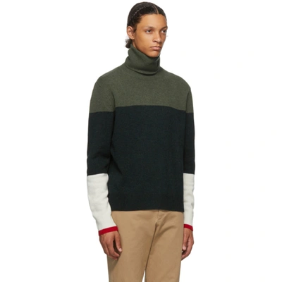 Shop Jw Anderson Green Knitted Colorblock Turtleneck In Fst Grn 560