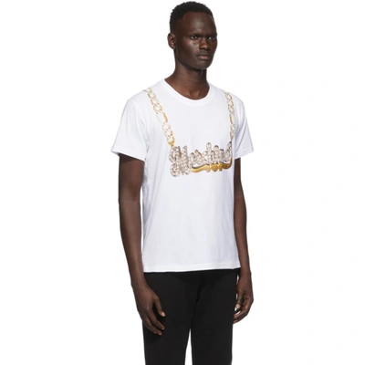 Shop Moschino White Macro Necklace T-shirt In A2001 White