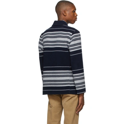Shop Loewe Navy Wool Striped Workwear Jacket In 5110 Navy