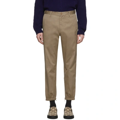 Shop Gucci Khaki Stripe Trousers In 2821 Khaki