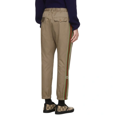 Shop Gucci Khaki Stripe Trousers In 2821 Khaki