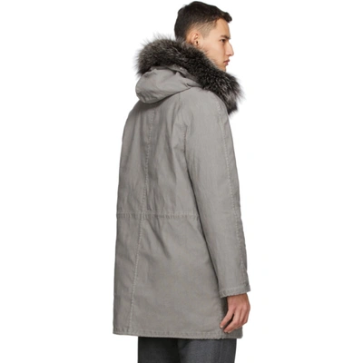 Shop Yves Salomon Grey Fur Parka In B2359 Steel