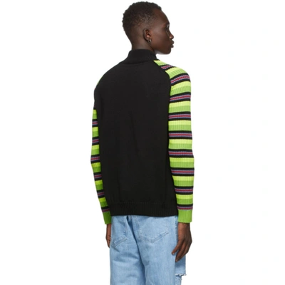 Shop Agr Ssense Exclusive Black Striped Logo Sweater In Black/green