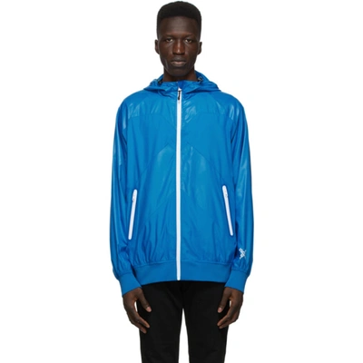 Shop Kenzo Blue Sport Windbreaker Jacket In 69 Cyan