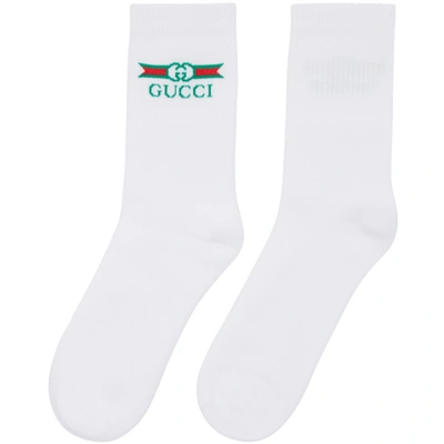 GUCCI 白色徽标中筒袜