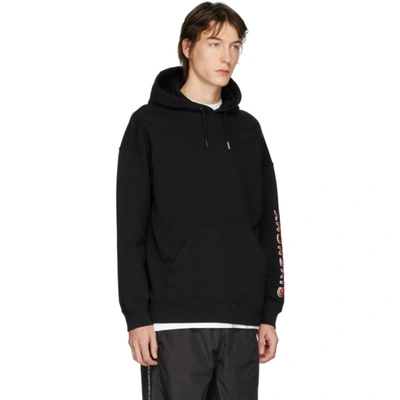 Shop Givenchy Black Tufted Logo Hoodie In 001 Black