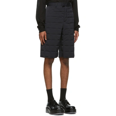 Shop Bottega Veneta Navy Press Weave Shorts In 1000 Black