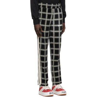 Shop Palm Angels Black And Beige Check Chenille Track Pants In Black/camel