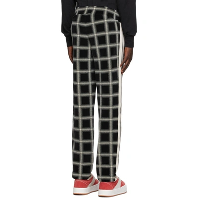 Shop Palm Angels Black And Beige Check Chenille Track Pants In Black/camel
