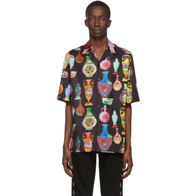 Shop Versace Black And Multicolor Seven Vessels Shirt In A7930 Black