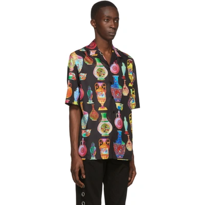 Shop Versace Black And Multicolor Seven Vessels Shirt In A7930 Black