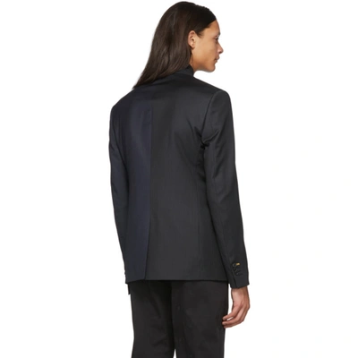 Shop Fendi Navy & Black Bicolor Pinstripe Blazer In F0q2p Blu B