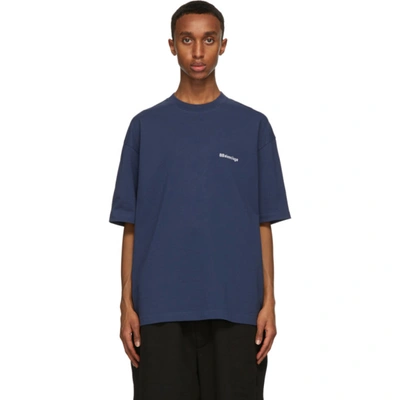 Shop Balenciaga Navy Bb Medium Fit T-shirt In 4866 Nautic