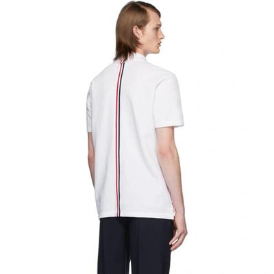 Shop Thom Browne White Center-back Stripe Polo In 100 White