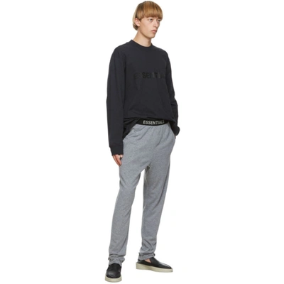 Shop Essentials Grey Jersey Lounge Pants In Dark Heathe