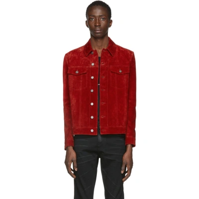 Shop Saint Laurent Red Suede Classic Jacket In 6243 Rougfo