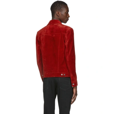 Shop Saint Laurent Red Suede Classic Jacket In 6243 Rougfo