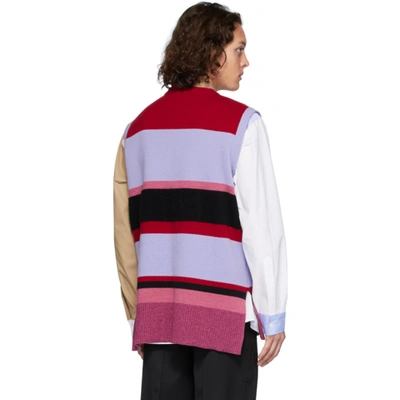 Shop Jw Anderson Red And Blue Wide Stripe Vest In 700 Purple
