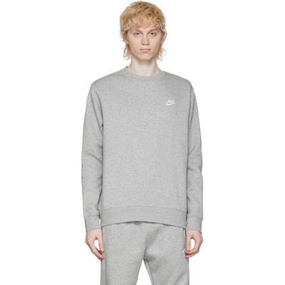 Shop Nike Grey Sportswear Club Sweatshirt In 063 Dk Grey