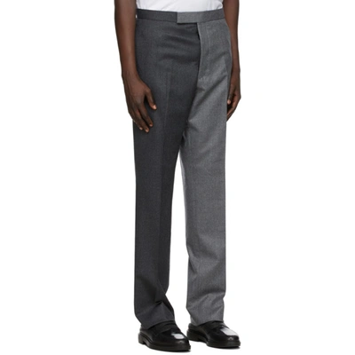 Shop Thom Browne Grey Wool Super 120s Funmix Trousers In 025 Dark Gr