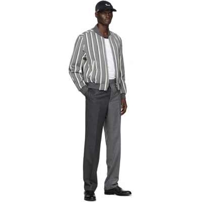 Shop Thom Browne Grey Wool Super 120s Funmix Trousers In 025 Dark Gr