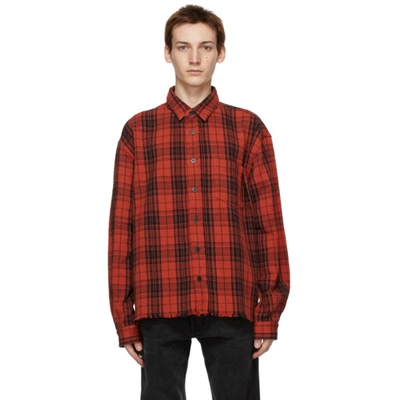 Shop John Elliott Red Check Hemi Oversized Shirt In Kingston Ck