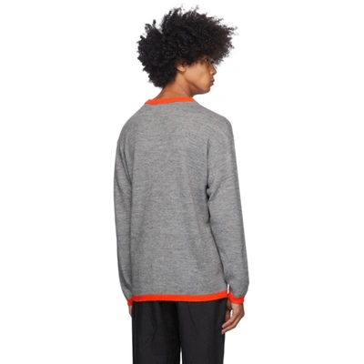 Shop Loewe Grey & Red Wool Anagram Sweater In 1146 Grey