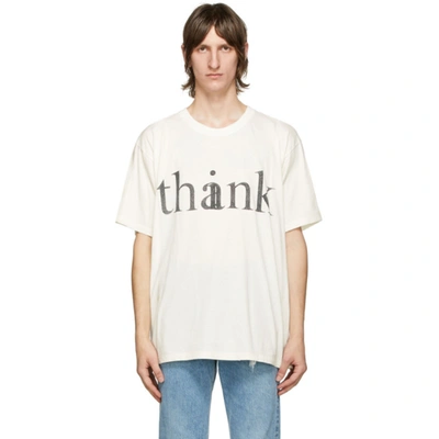 Shop Gucci Off-white & Black 'thank' T-shirt In 9127 Sunlig