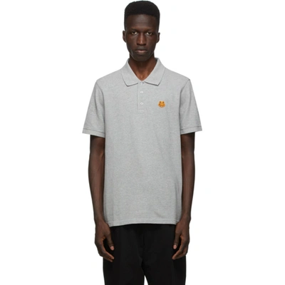 Shop Kenzo Grey Tiger Crest Polo In 94 - Pearl