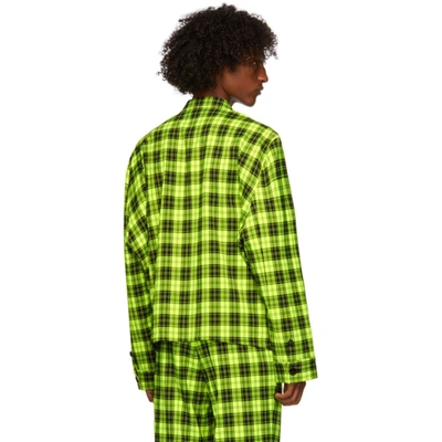 Shop Sankuanz Green Plaid Shirt In Green Check
