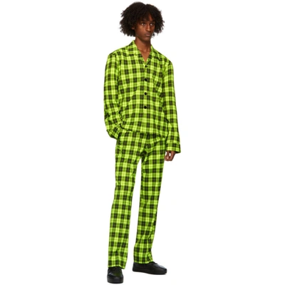 Shop Sankuanz Green Plaid Shirt In Green Check