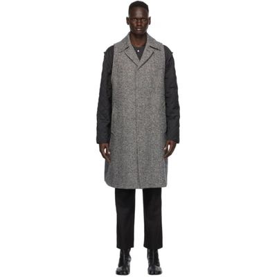 Shop Maison Margiela Grey Herringbone Wool Coat In 961 Grey