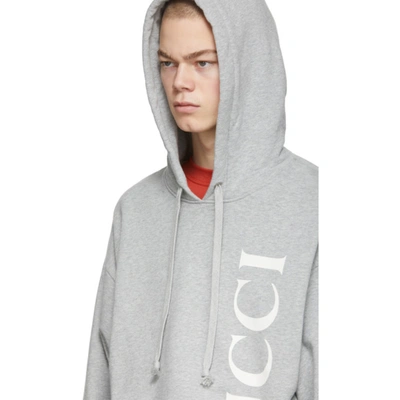 Shop Gucci Grey Logo Hoodie In 1039 Medgry