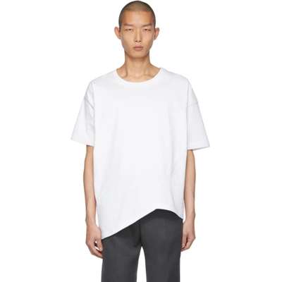 Shop Bottega Veneta White Asymmetric T-shirt In 9122 Opt Wh