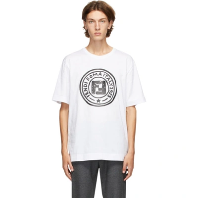 Shop Fendi White Joshua Vides Edition Logo T-shirt In F0qa0 White