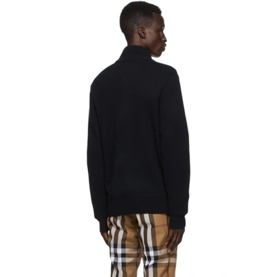 Shop Burberry Black Cashmere Monogram Zip-up Sweater