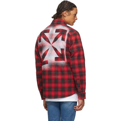 lækage I særdeleshed Post Off-white Sprayed Arrows Check-pattern Shirt In Red | ModeSens