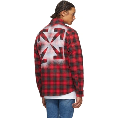 Shop Off-white Red Flannel Stencil Shirt