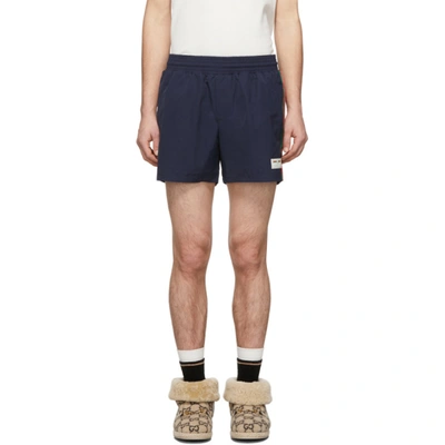 Shop Gucci Navy Classic Swim Shorts In 4728blugrnr