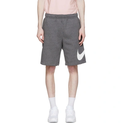 Nike Sportswear Club Fleece Logo Shorts In Charcoal Heather/white | ModeSens