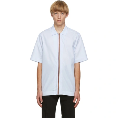 Shop Paul Smith Blue Artist Stripe Placket Short Sleeve Shirt In 41 Blue